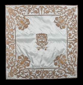 SILVER & GILT EMBROIDERED PANEL, ORIGINALLY c. 1700