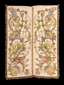 POLYCHROME SILK & METALLIC EMBROIDERED BANNER, ITALY, EARLY 18TH C