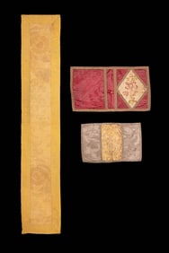 PRINTED SILK RUNNER, DAMASK BOOK COVER & MAT, EUROPE, 18TH-19TH C