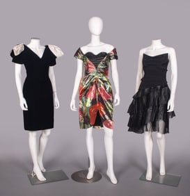 THREE SILK OR LAME PARTY DRESSES, USA, 1980s & 2000s