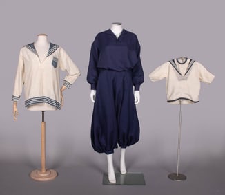 LADIES ATHLETIC SUIT, MIDDY BLOUSE & CHILD’S ENSEMBLE, LONDON, 1910s