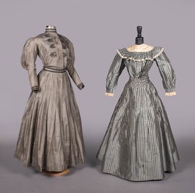 TWO SILK DAY DRESSES, c. 1892 & c. 1907