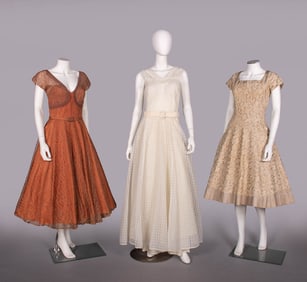 THREE EVENING OR PARTY DRESSES, USA, 1950s