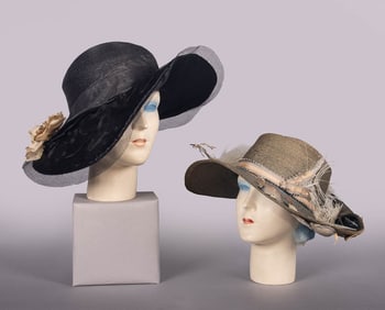 TWO STRAW AFTERNOON HATS, USA, 1910s
