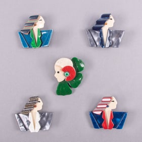 FIVE LEA STEIN BROOCHES, PARIS, 1969-1980s