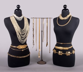 GENEROUS LOT OF COSTUME JEWELRY & BELTS, USA