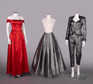 TWO SILK EVENING ENSEMBLES, USA, 1980s