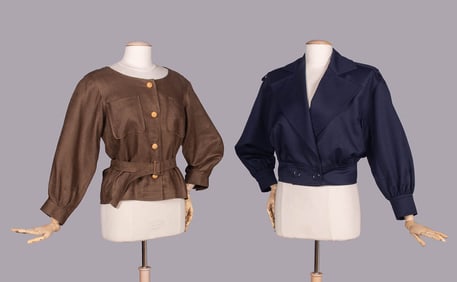 TWO YSL LINEN OR WOOL JACKETS, PARIS,1986