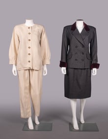 TWO YSL LINEN OR WOOL SUITS, PARIS, 1970s & 1990s
