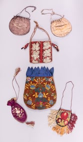 SIX EMBROIDERED OR LAME PURSES, 1870-1910’s