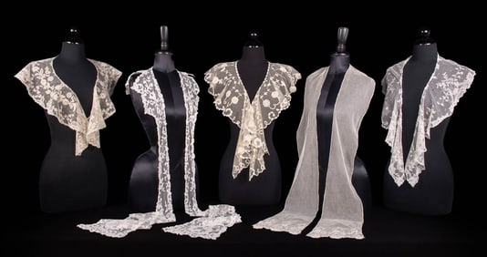 TAPE LACE CARRICKMACROSS & CHEMICAL LACE COLLARS, 1860-1900