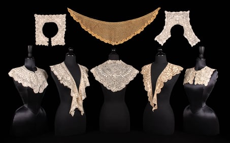 EIGHT SILK MALTESE LACE ACCESSORIES, 1880-1910