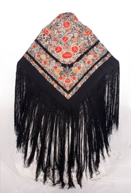 HAND EMBROIDERED & REVERSIBLE MANTON DE MANILA, 1880s