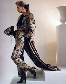 BILL BLASS FOUR PIECE SILK & WOOL ENSEMBLE, USA, 1985