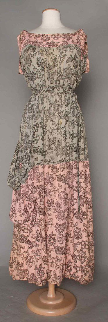 ADRIAN PRINTED SILK SUMMER DRESS, 1940s (1 of 9)