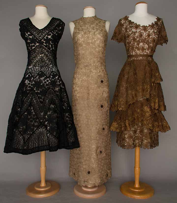 THREE RIBBON LACE PARTY DRESSES, 1950-1965 (1 of 7)