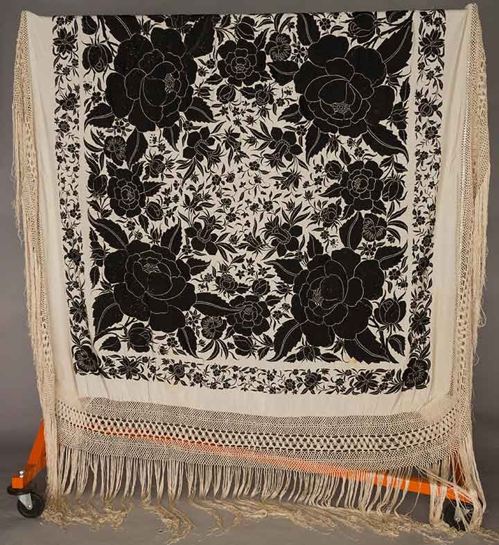 EMBROIDERED EXPORT SHAWL, CHINA, c. 1900 (1 of 3)