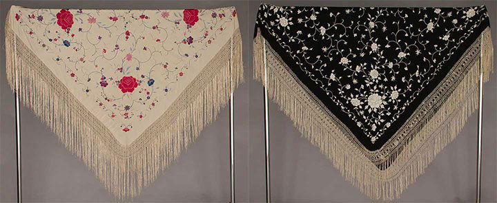 TWO EMBROIDERED EXPORT SHAWLS, CHINA, c. 1900 (1 of 7)