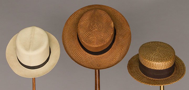 THREE MEN'S STRAW HATS, 19TH C - 1930s (1 of 6)
