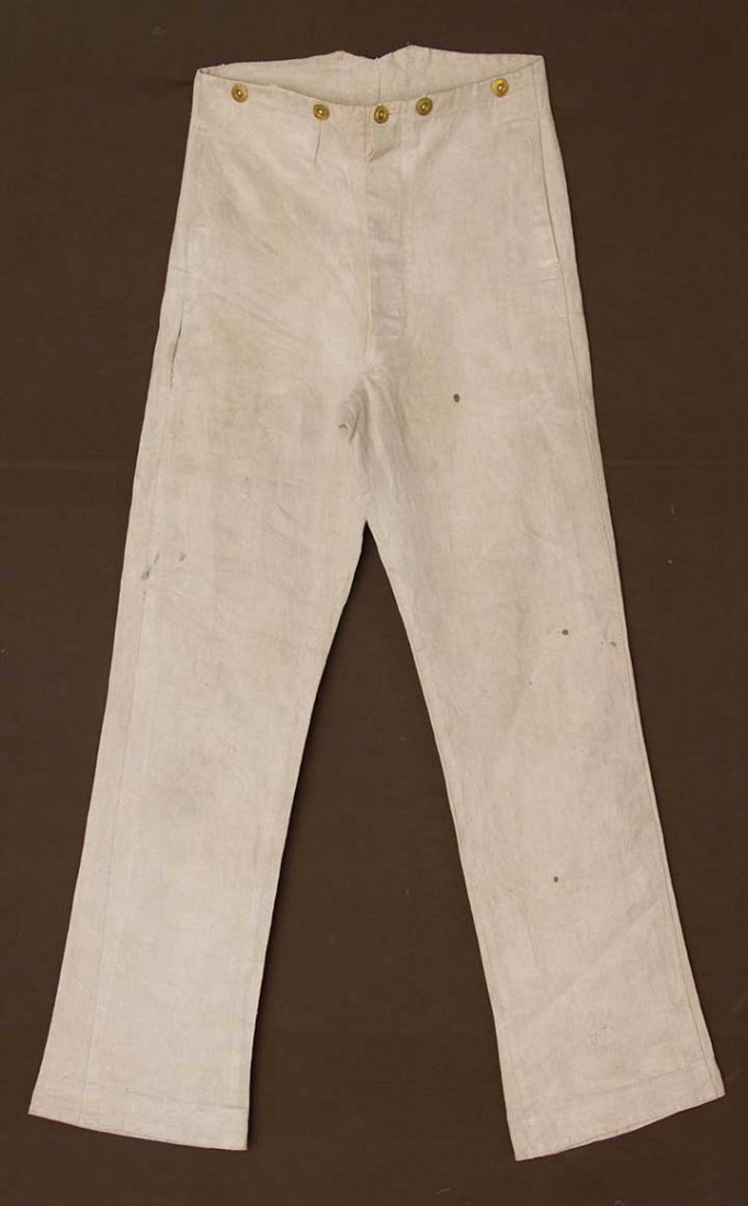 PAIR GENTS LINEN TROUSERS, ENGLAND, 1860-1870 (1 of 9)