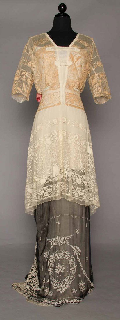 EMBROIDERED LACE EVENING GOWN, 1910-1912 (1 of 9)