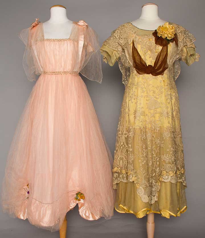 TWO PASTEL SILK PARTY DRESSES, 1914-1916 (1 of 9)