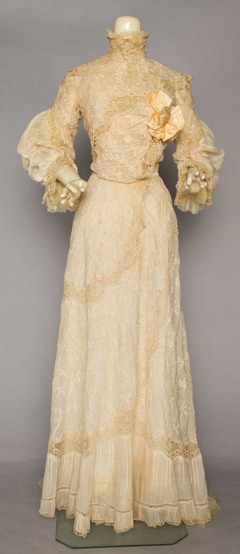 EMBROIDERED LAWN WEDDING GOWN, 1902-1906 (1 of 7)