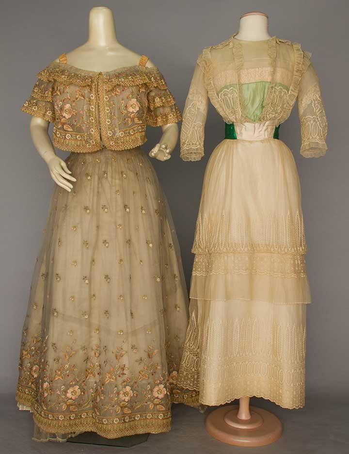 ONE EVENING & ONE TEA GOWN, EARLY 20TH C (1 of 7)
