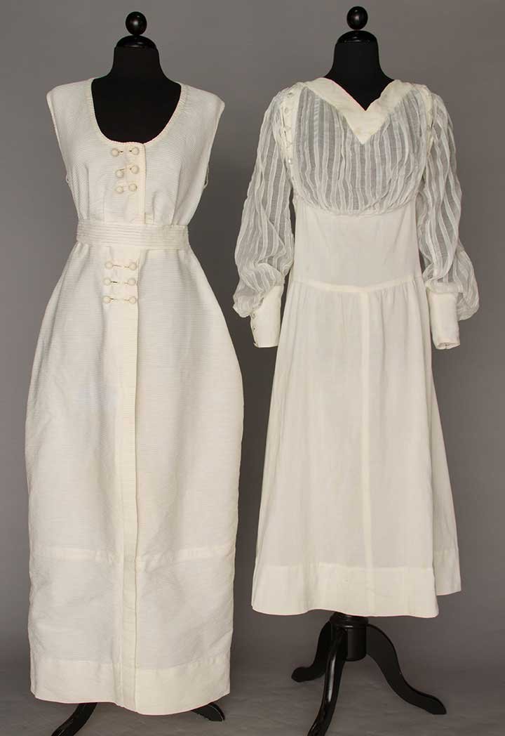 TWO WHITE SPORT OR DAY DRESSES, 1912-1914 (1 of 8)