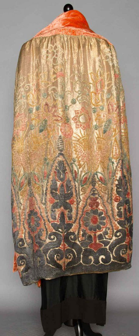 VELVET & GOLD LAME EVENING CAPE, NYC, 1920-1930 (1 of 8)