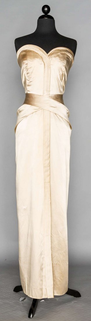 JACQUES GRIFFE SILK SATIN BALL GOWN, LATE 1950s (1 of 8)