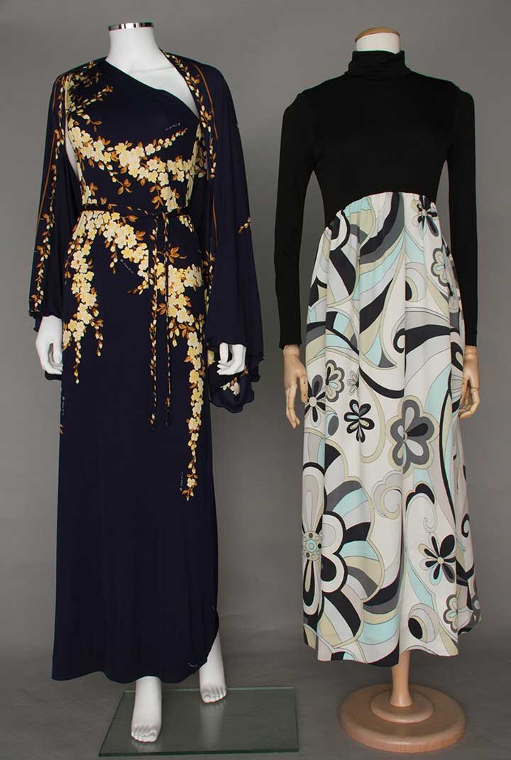 TWO PRINTED KNIT GOWNS, 1970s (1 of 6)