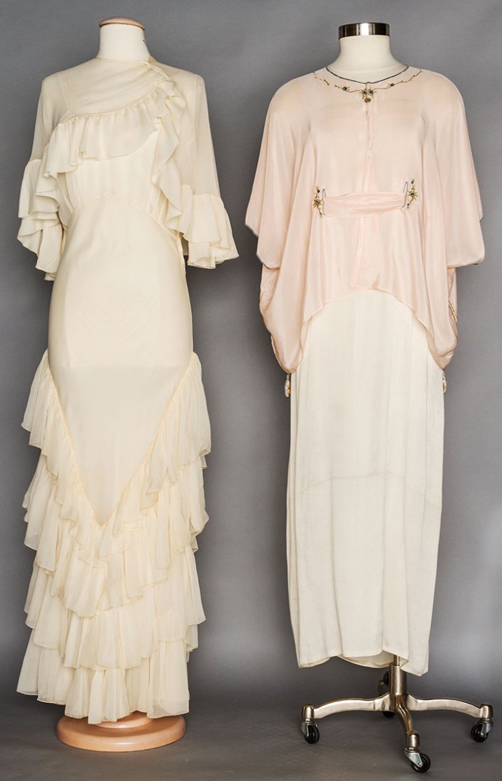 LIBERTY SILK JACKET & IVORY CHIFFON GOWN, 1930s (1 of 9)