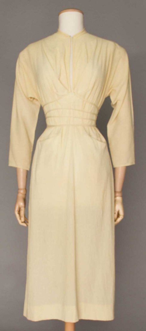 CLAIRE McCARDELL CREAM COTTON DRESS, 1940s (1 of 8)