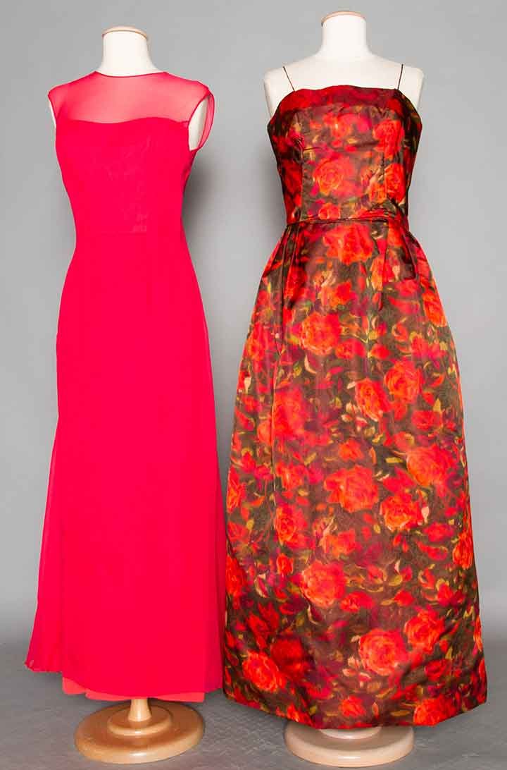TWO SILK EVENING GOWNS, 1960-1970s (1 of 4)