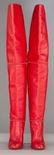 LOUBOUTIN TALL RED LEATHER BOOTS, UNWORN - 2