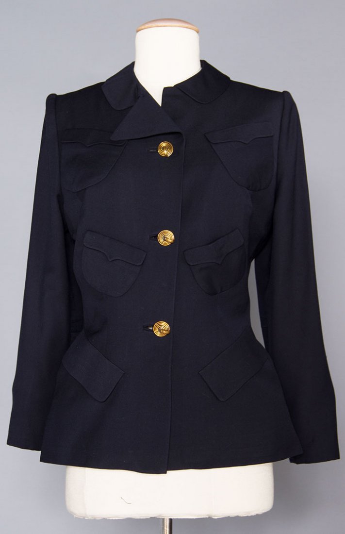 GILBERT ADRIAN NAVY GABARDINE JACKET, 1940s (1 of 5)