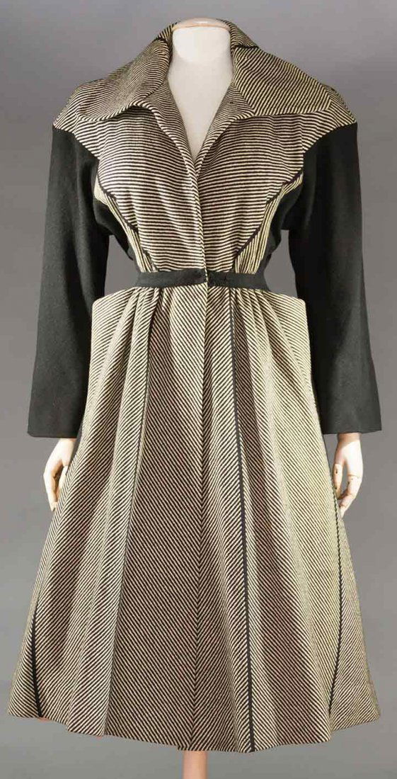 ADRIAN BLACK & WHITE WOOL COAT, c. 1945 (1 of 10)
