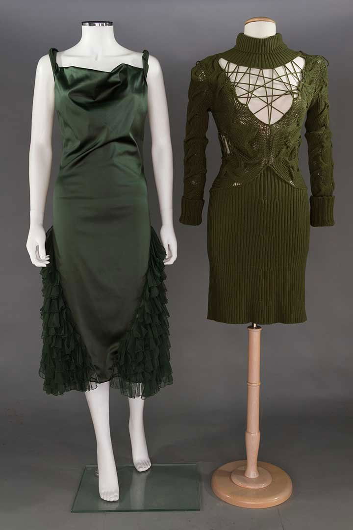 TWO McQUEEN GREEN DRESSES, EARLY 2000s (1 of 7)