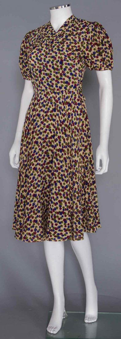 JESSICA DRAGONETTE'S SILK DAY DRESS, c. 1940 (1 of 6)