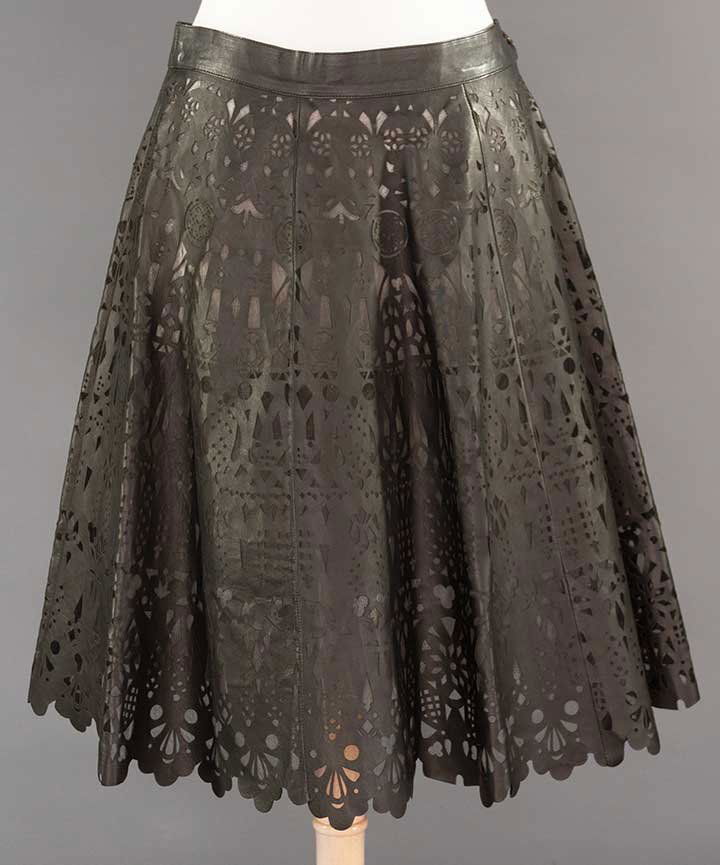 ALEXANDER McQUEEN CUT-WORK LEATHER SKIRT, 2004 (1 of 7)
