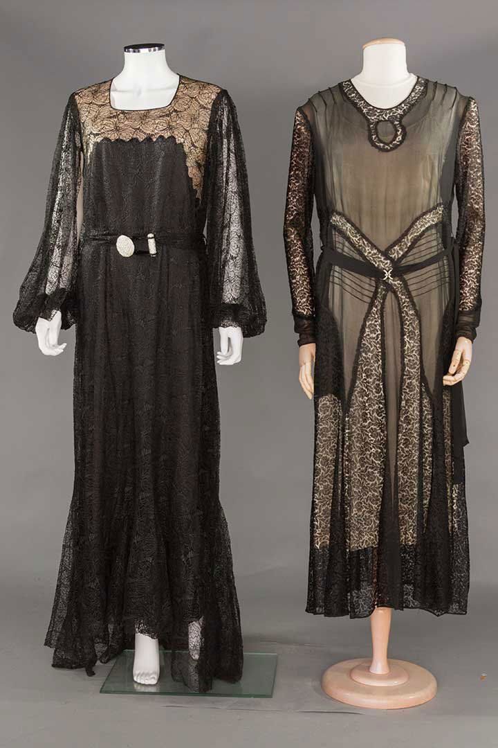 TWO BLACK LACE EVENING GOWNS, 1928-1935 (1 of 8)