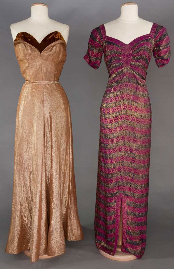 TWO LAME EVENING GOWNS, 1940-1950 (1 of 6)