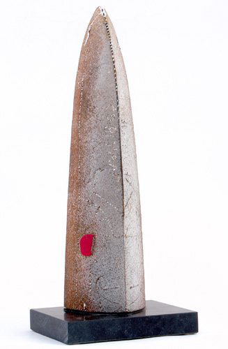 BERTIL VALLIEN Boat sculpture of sandcasted glass: BERTIL VALLIEN Boat sculpture of sandcasted glass with internal decoration, mounted on a slate base, 1993. Marked B. Vallien May 1993. Overall measure: 18 1/4" x 7 3/4" x 6"