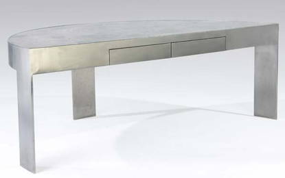 60: MODERN Brushed stainless steel two-drawer desk with