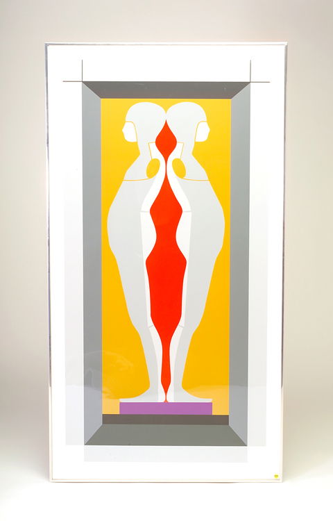 Ernest Trova; Four Foot Falling Man; 1973; screenp: Ernest Trova; Four Foot Falling Man; 1973; screenprint in colors; 64 1/2 x 32 1/2 inches (image); 69 1/2 x 37 inches (sight); signed; dated and numbered in pencil in the lower right "Trova 72-150-73";