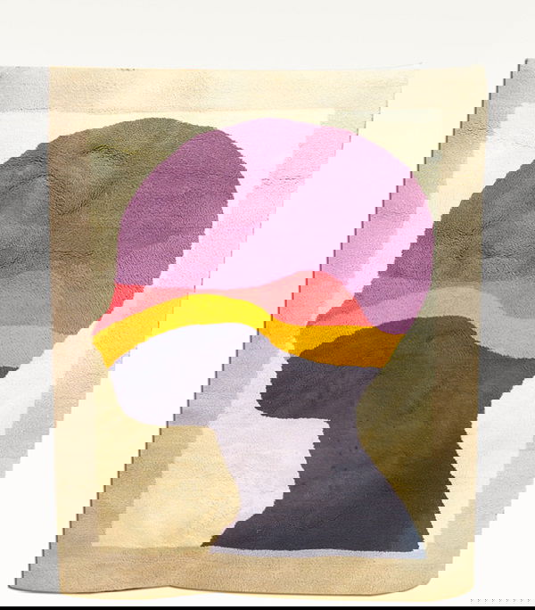 Ernest Trova; Head of Man; pile woven wool tapestr: Ernest Trova; Head of Man; pile woven wool tapestry; 77 x 62 inches; signature woven into the verso "Trova"; edition of 20; Provenance: Modern Master Tapestries Inc.; New York (1973); surface dirt