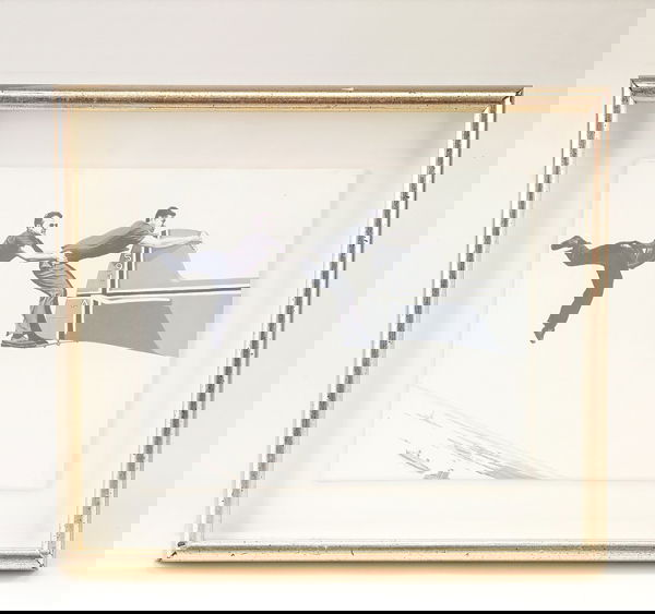 ROBERT MORRIS Acrylic on board, "Flying Over New Y: ROBERT MORRIS Acrylic on board, "Flying Over New York", 1977. Framed under glass, unsigned. Label from The Philip Desind Collection at Capricorn Galleries, Potomac, MD, verso. Image: 7 3/4" x 9 1/2"