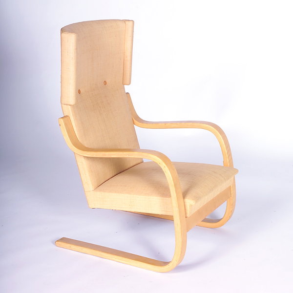 ALVAR AALTO high-back wing chair on laminated ben
