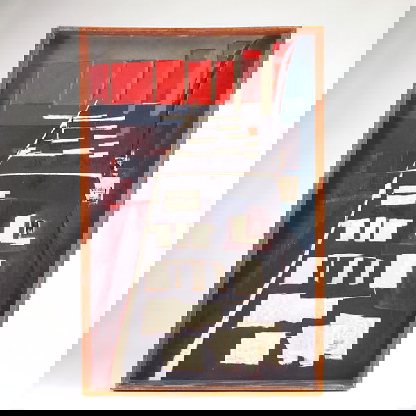 FANTINI Oil on plywood, 1958, abstract cityscape.: FANTINI Oil on plywood, 1958, abstract cityscape. (From the estate of Irving Richards, founder of Raymor). Framed. Signed and dated in the composition, with additional illegible marking. Sight: 31 1/4